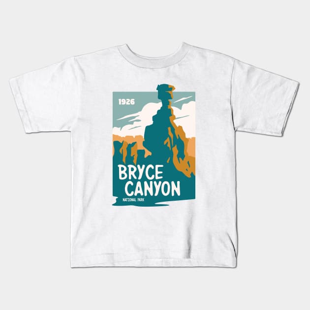 Utah Bryce Canyon National Park Retro Vintage Design Kids T-Shirt by Terrybogard97